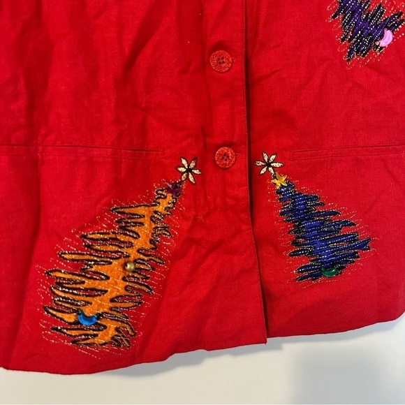 Vintage Christmas Tree Embellished Cotton Novelty Jacket - Picture 4 of 7